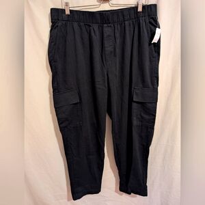NWT GAP Cargo Pants Women XL Black Twill Mid Rise Cotton Tencel Extra Large Pull